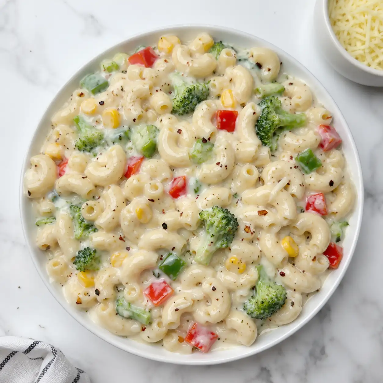Macaroni Cheesy Alfredo Pasta (Veg)